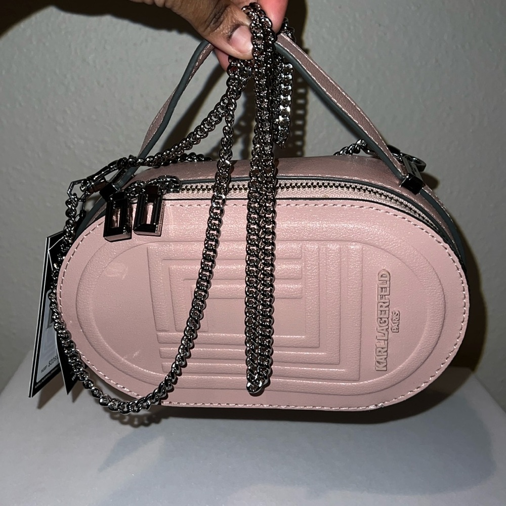 Karl Lagerfeld Pink Oval Crossbody Bag Blush Color - Picture 15 of 17